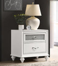 Coaster 205892 Rosdorf park ammelie melody white finish wood bed side table nightstand faux crystal accents