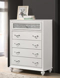 Coaster 205895 Rosdorf park ammelie melody white finish wood 5 drawer chest faux crystal accents