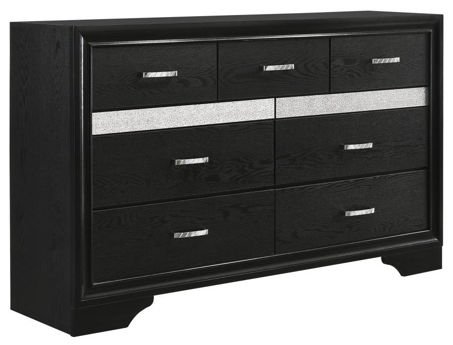 Coaster 206360Q-S4 4 pc Miranda black finish wood glitter accents queen bedroom set