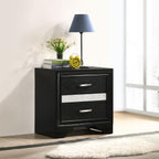 Coaster 206362 Miranda black finish wood 2 drawer nightstand with crystal accent and drawer pulls