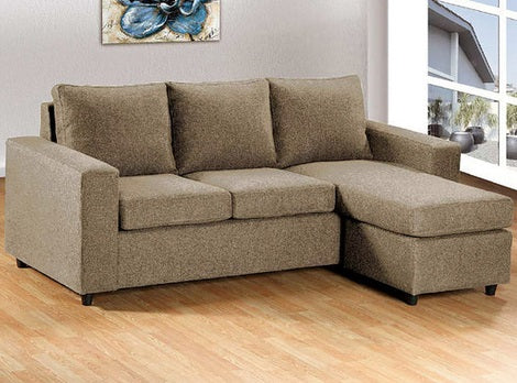 Asia Direct 2068-BG 2 pc elaine beige linen like fabric sectional sofa set