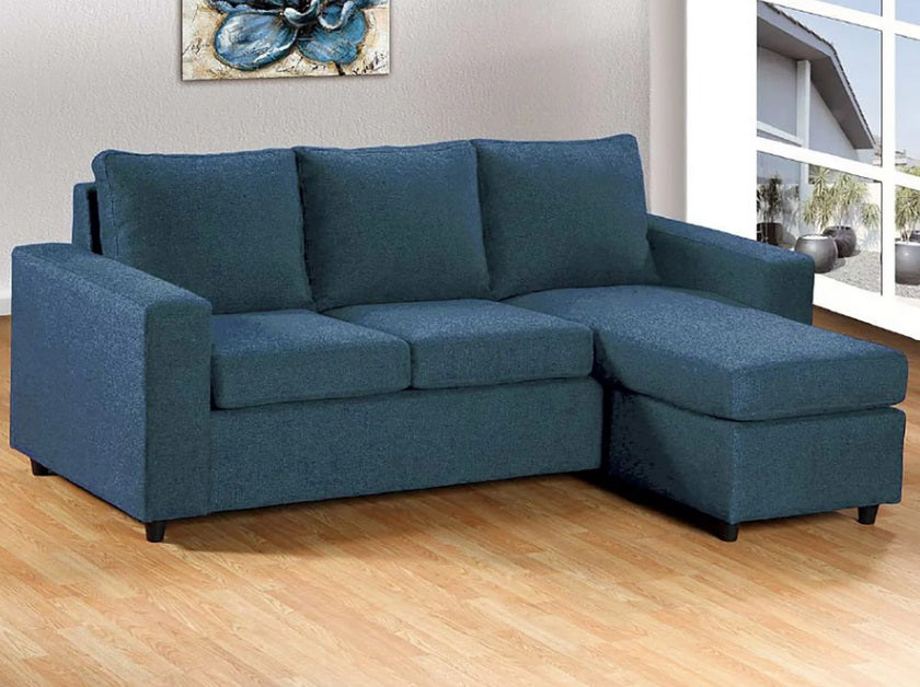 Asia Direct 2068-BL 2 pc elaine blue linen like fabric sectional sofa set