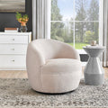 2069-BG Beige Teddy Bear Fabric Swivel Barrel Chair