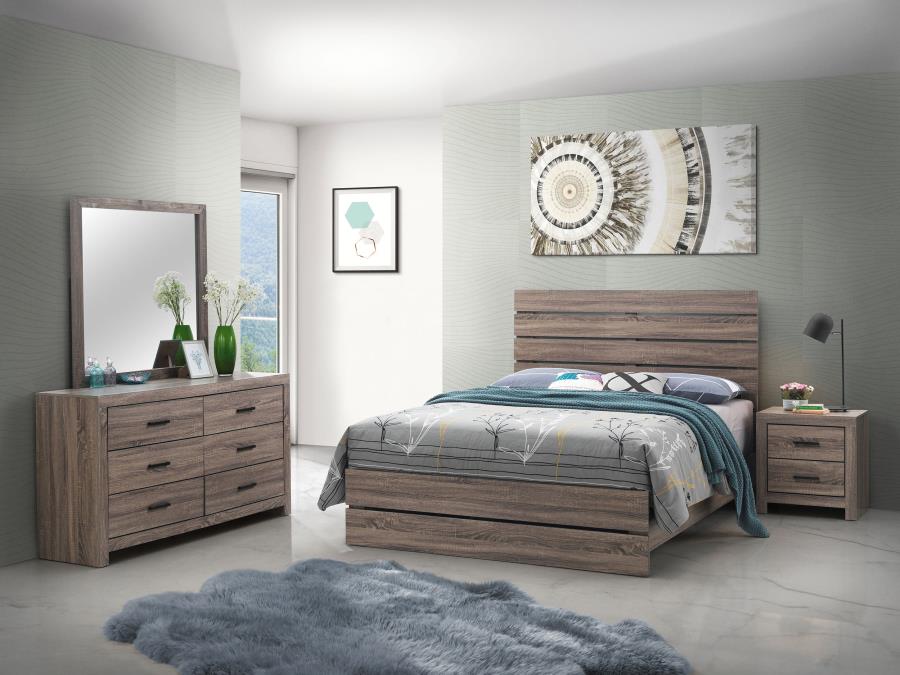 Coaster 207041Q-S4 4 pc Brantford barrell oak grain finish wood plank style queen bedroom set