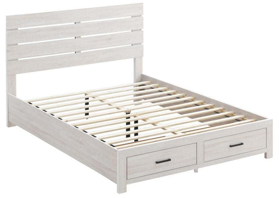 Coaster 207050Q-S4 4 pc Brantford coastal white grain finish wood plank style queen bedroom set footboard drawers