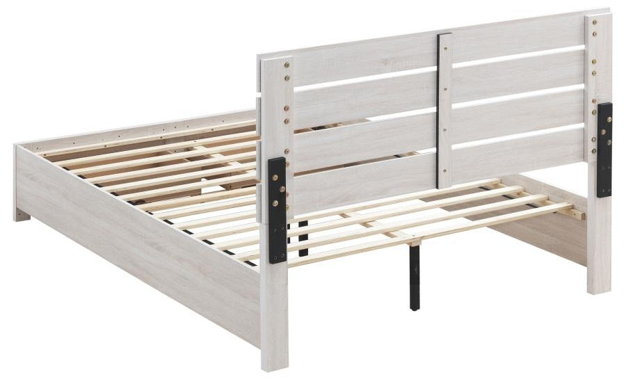 Coaster 207050Q-S4 4 pc Brantford coastal white grain finish wood plank style queen bedroom set footboard drawers