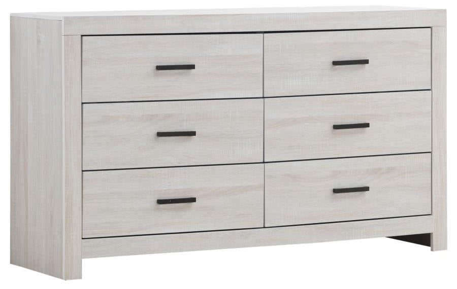 Coaster 207050Q-S4 4 pc Brantford coastal white grain finish wood plank style queen bedroom set footboard drawers