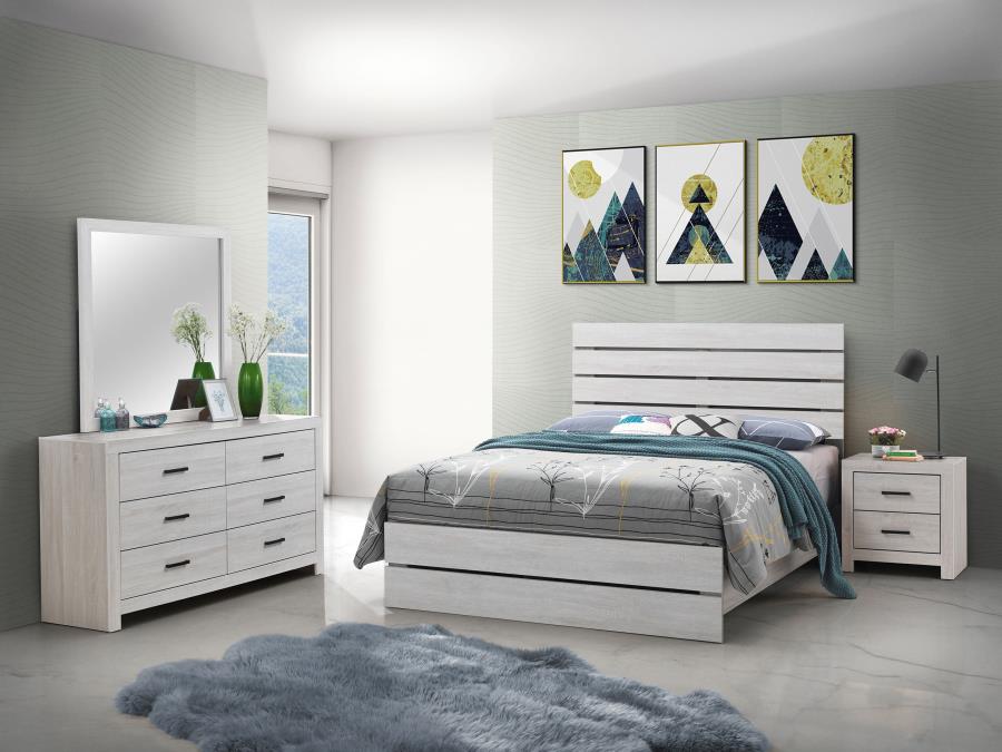Coaster 207051Q-S4 4 pc Brantford coastal white grain finish wood plank style queen bedroom set