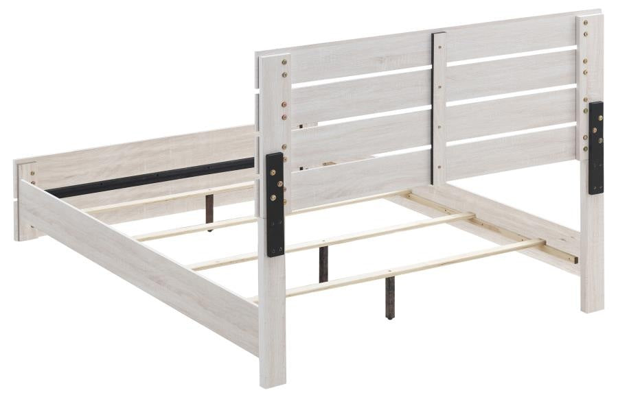 Coaster 207051Q-S4 4 pc Brantford coastal white grain finish wood plank style queen bedroom set