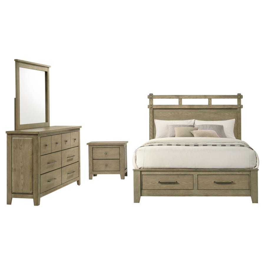 Coaster 207530Q-S4 4 pc Hazlewood vineyard oak finish wood queen bedroom set footboard drawers