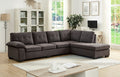 Asia Direct 2081 2 pc emily ii dark gray fabric sectional sofa set with tufted seat and backs