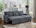 Asia Direct 2089 2 pc elaine grey linen like fabric sectional sofa set sleep area and storage chaise