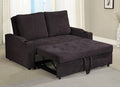 Asia Direct 2096-DBR  Daryl dark brown linen like fabric love seat set with pull out sleep area chaise cup holders