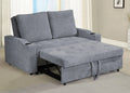 Asia Direct 2096-GRY  Daryl Grey linen like fabric love seat set with pull out sleep area chaise cup holders