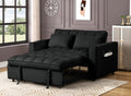 Asia Direct 2098-BK Tanner black velvet fabric folding sofa pull out bed with USB and cup holders