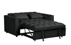 Asia Direct 2098-BK Tanner black velvet fabric folding sofa pull out bed with USB and cup holders