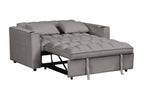 Tanner Grey Velvet Folding Sofa Pull-Out Bed with USB & Cup Holders – 2098-GY