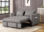 Tanner Grey Velvet Folding Sofa Pull-Out Bed with USB & Cup Holders – 2098-GY
