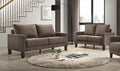 Asia Direct 2102-BRN 2 pc brown textured fabric Sofa, Love seat set squared arms