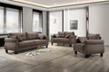 Asia Direct 2103-BRN 3 pc brown textured fabric Sofa, Love seat and chair with rounded arms tufted back cushion
