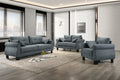 Asia Direct 2103-GRY 3 pc grey textured fabric Sofa, Love seat and chair with rounded arms tufted back cushion
