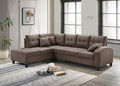 Asia Direct 2104-BRN 2 pc brown textured fabric "L" shaped sectional sofa with chaise rounded top arm tufted cushions