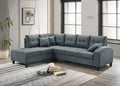 Asia Direct 2104-GRY 2 pc grey textured fabric "L" shaped sectional sofa with chaise rounded top arm tufted cushions