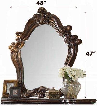 Acme 21120Q 4 pc versailles cherry oak finish wood queen bedroom set decorative carvings tufted designs