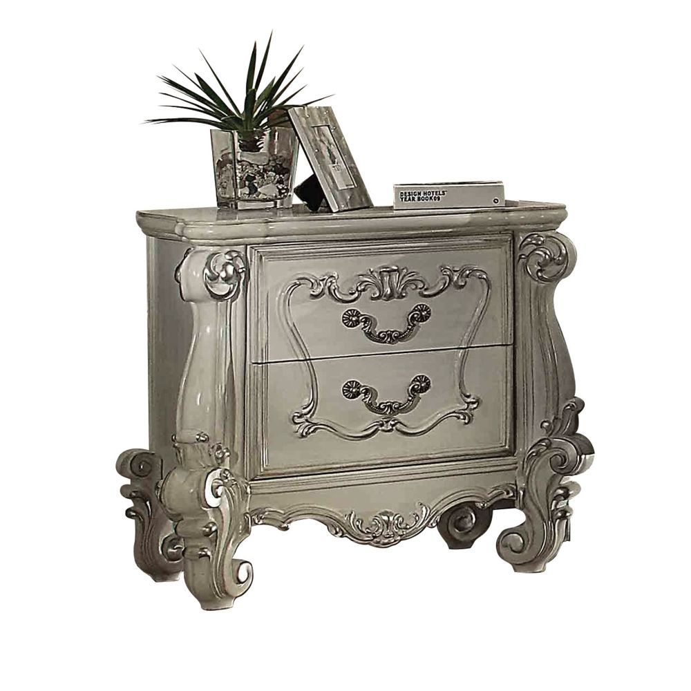Acme 21133 Astoria grand versailles bone white finish wood carved accents bedroom nightstand
