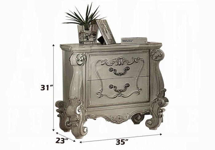 Acme 21760Q 4 pc versailles bone white finish wood carved accents headboard queen bedroom set