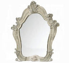 Acme 21150Q 4 pc versailles bone white finish wood vintage gray faux leather headboard queen bedroom set