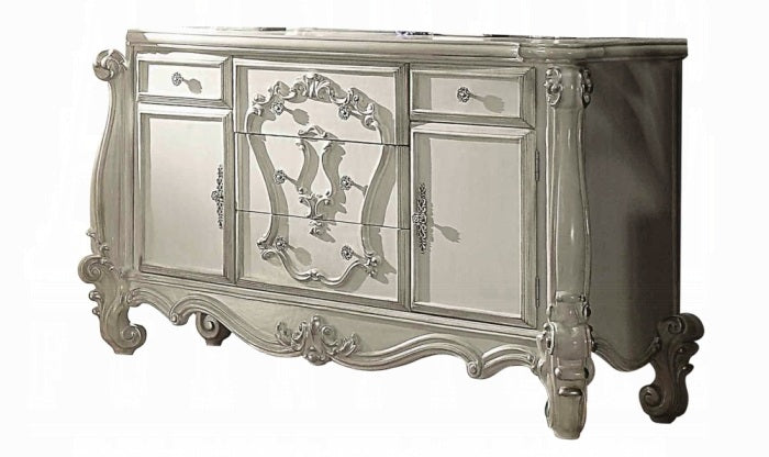 Acme 21760Q 4 pc versailles bone white finish wood carved accents headboard queen bedroom set