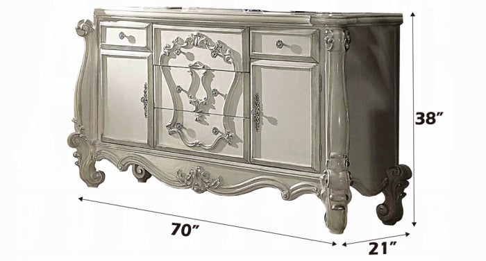 Acme 21760Q 4 pc versailles bone white finish wood carved accents headboard queen bedroom set