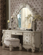 Acme 21137-38-34 3 pc Astoria grand welton versailles bone white finish wood bedroom make up vanity