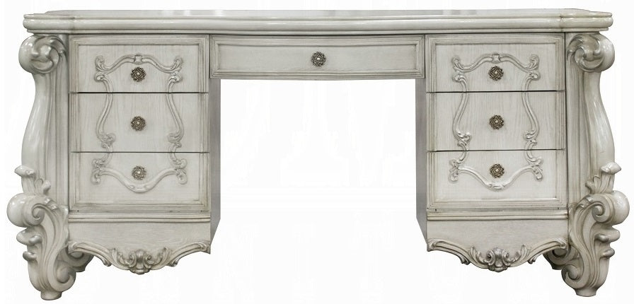 Acme 21137-38-34 3 pc Astoria grand welton versailles bone white finish wood bedroom make up vanity