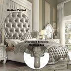 Acme 21150Q 4 pc versailles bone white finish wood vintage gray faux leather headboard queen bedroom set