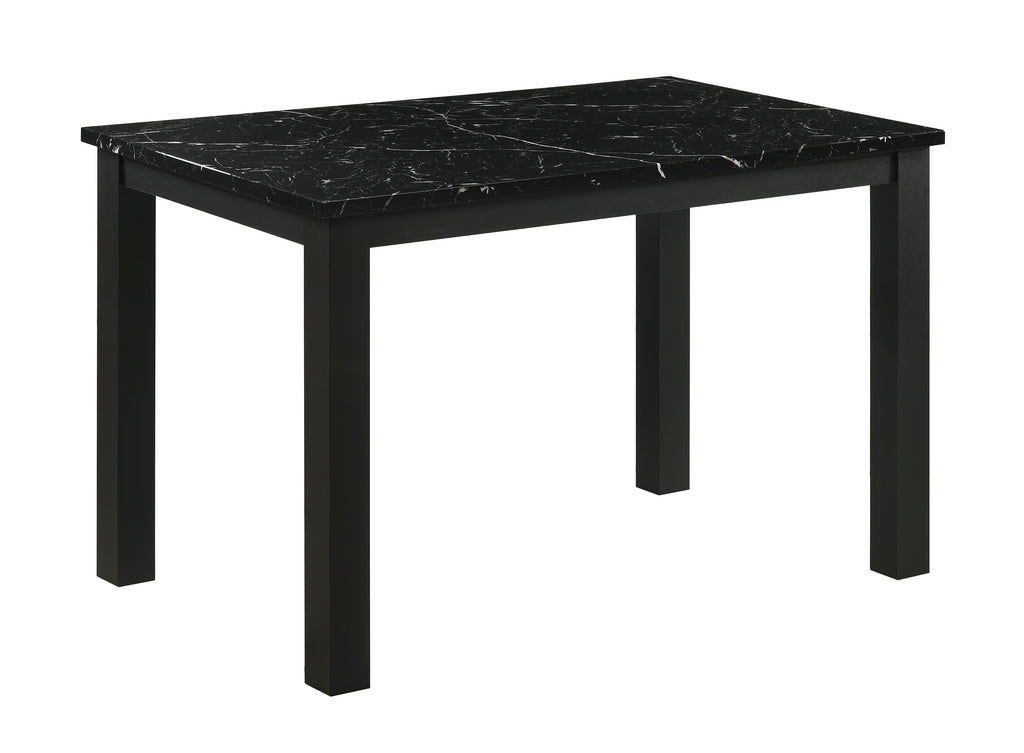 Resia 5-Piece Black Wood & Black Faux Marble Top Dining Table Set – 2120BK