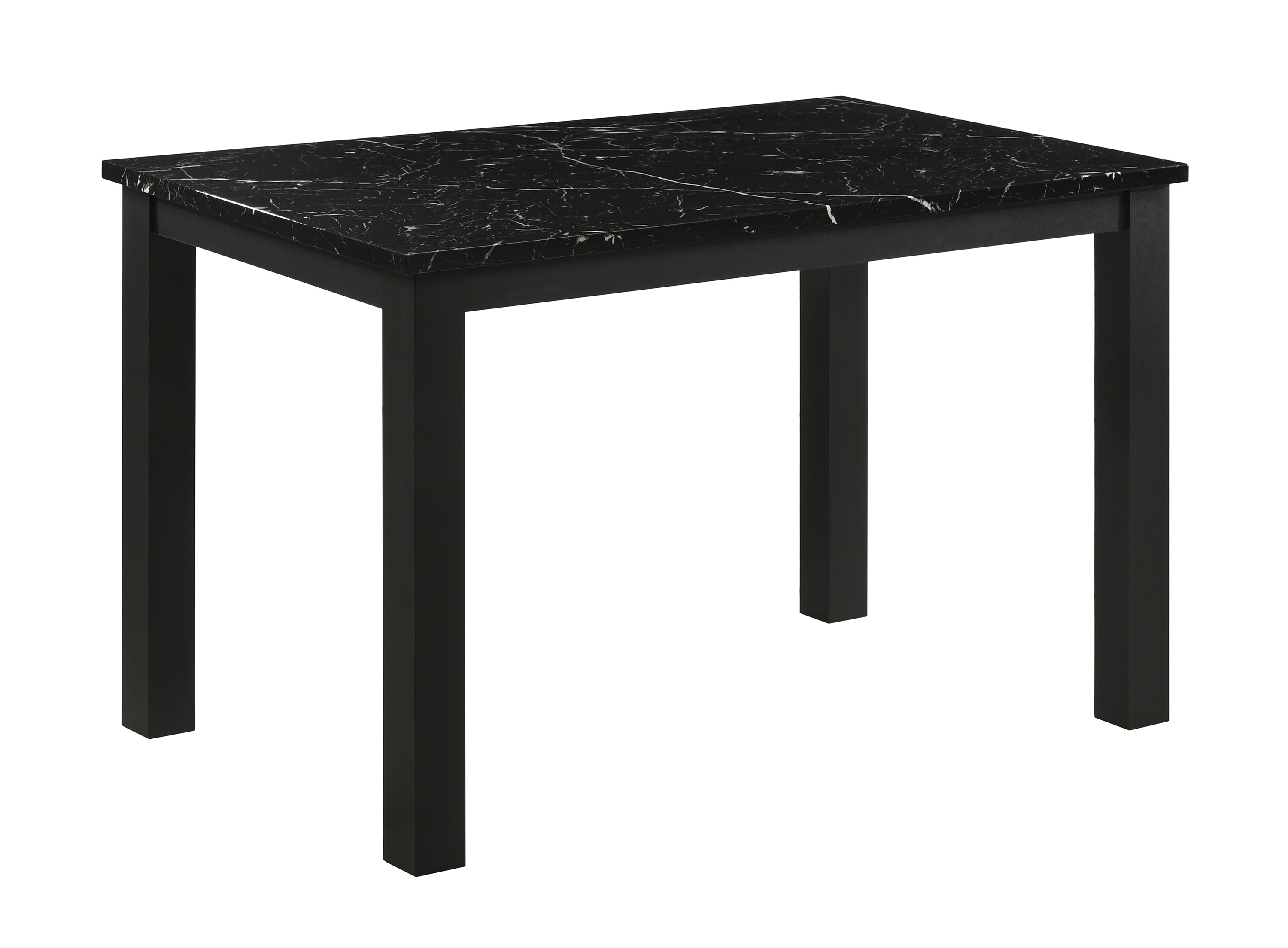 Resia 5-Piece Black Wood & Black Faux Marble Top Dining Table Set – 2120BK