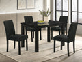 2120BK 5 pc Resia black finish wood and black faux marble top 30" x 47" dining table set