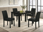 Resia 5-Piece Black Wood & Black Faux Marble Top Dining Table Set – 2120BK