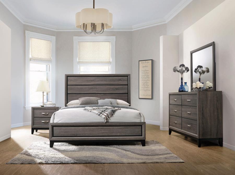 Coaster 212421Q-S4 4 pc Watson grey and black finish wood grain queen bedroom set