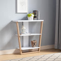 212862  White and weathered white finish wood sofa entry console table with middle and lower shelf