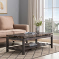 212967CT  Distressed grey finish wood faux marble top coffee table with lower shelf