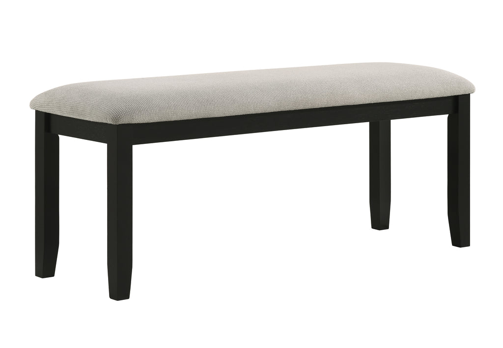 2132T 6 pc Folio two tone deep black finish wood 39" x 71" dining table set with bench