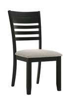 2132T 6 pc Folio two tone deep black finish wood 39" x 71" dining table set with bench