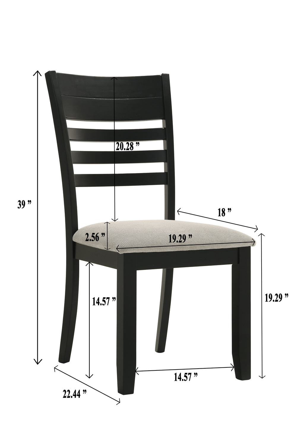 2132T 6 pc Folio two tone deep black finish wood 39" x 71" dining table set with bench