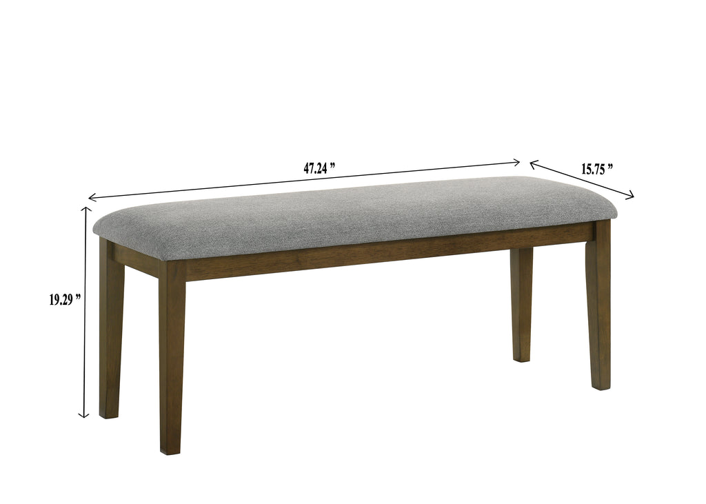 Everly 6-Piece Brown Wood Dining Table Set with Center Leaf & Bench – 2135-6PC
