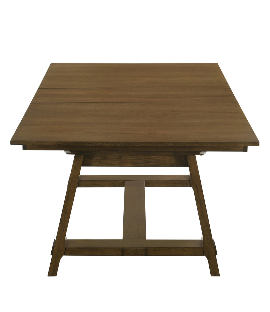 Everly 6-Piece Brown Wood Dining Table Set with Center Leaf & Bench – 2135-6PC