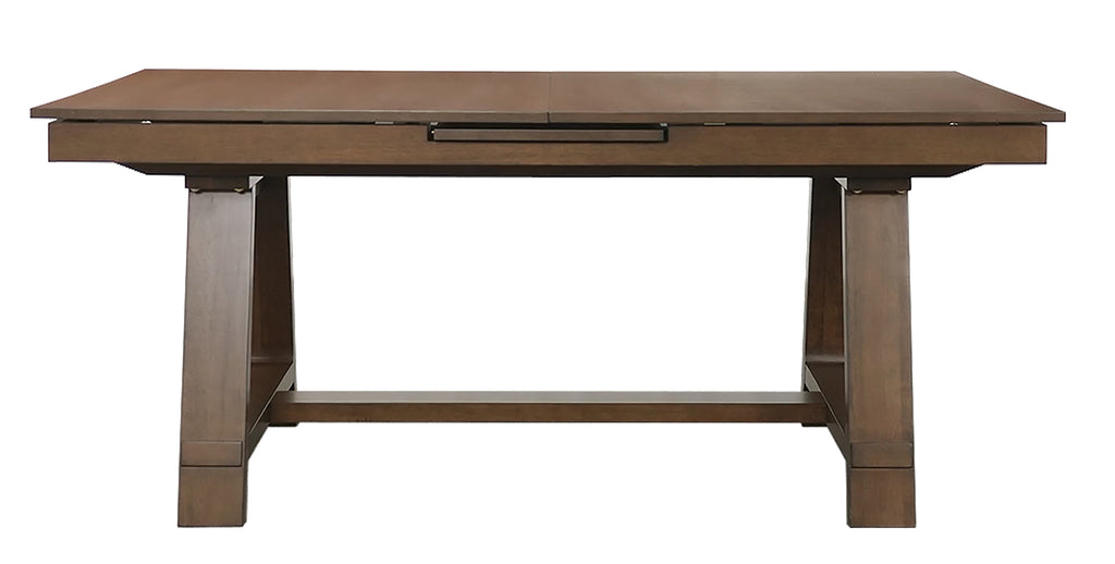 Everly 6-Piece Brown Wood Dining Table Set with Center Leaf & Bench – 2135-6PC