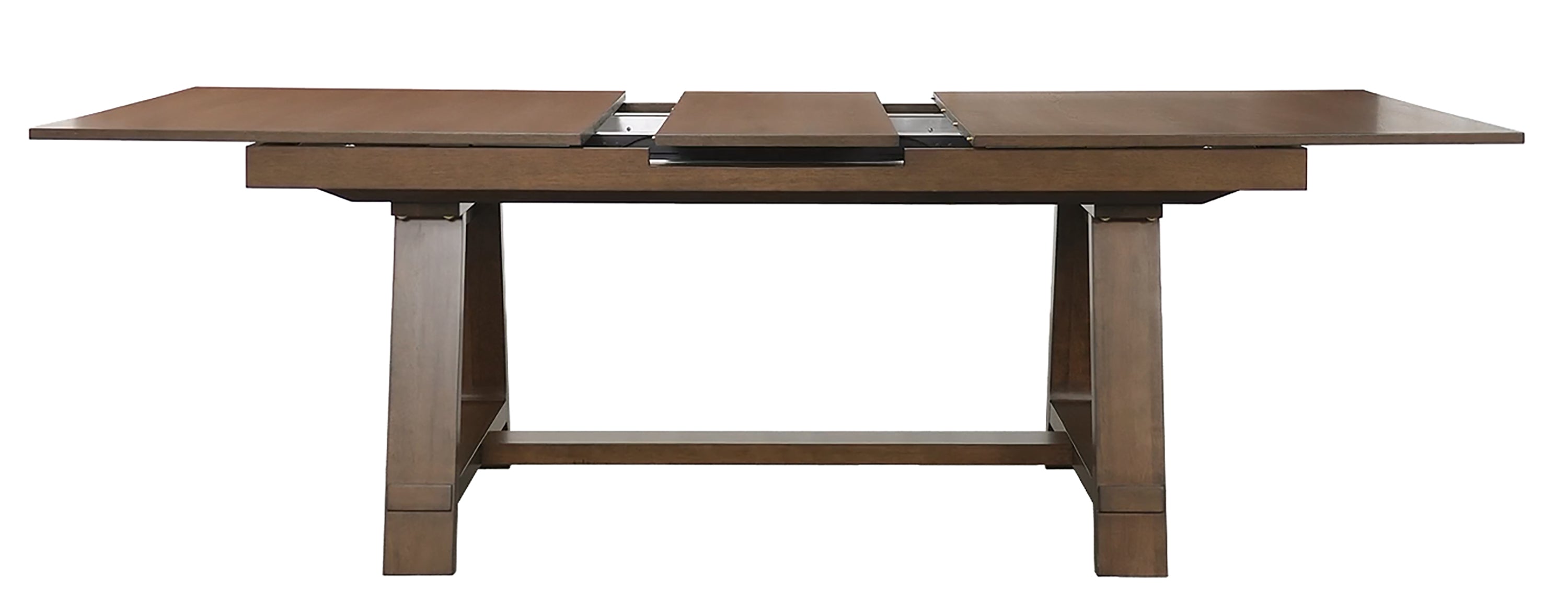 Everly 6-Piece Brown Wood Dining Table Set with Center Leaf & Bench – 2135-6PC